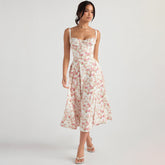 Dress Slim Fit Slit Floral Hollow Out Hollow Out Cutout Backless Strap Dress